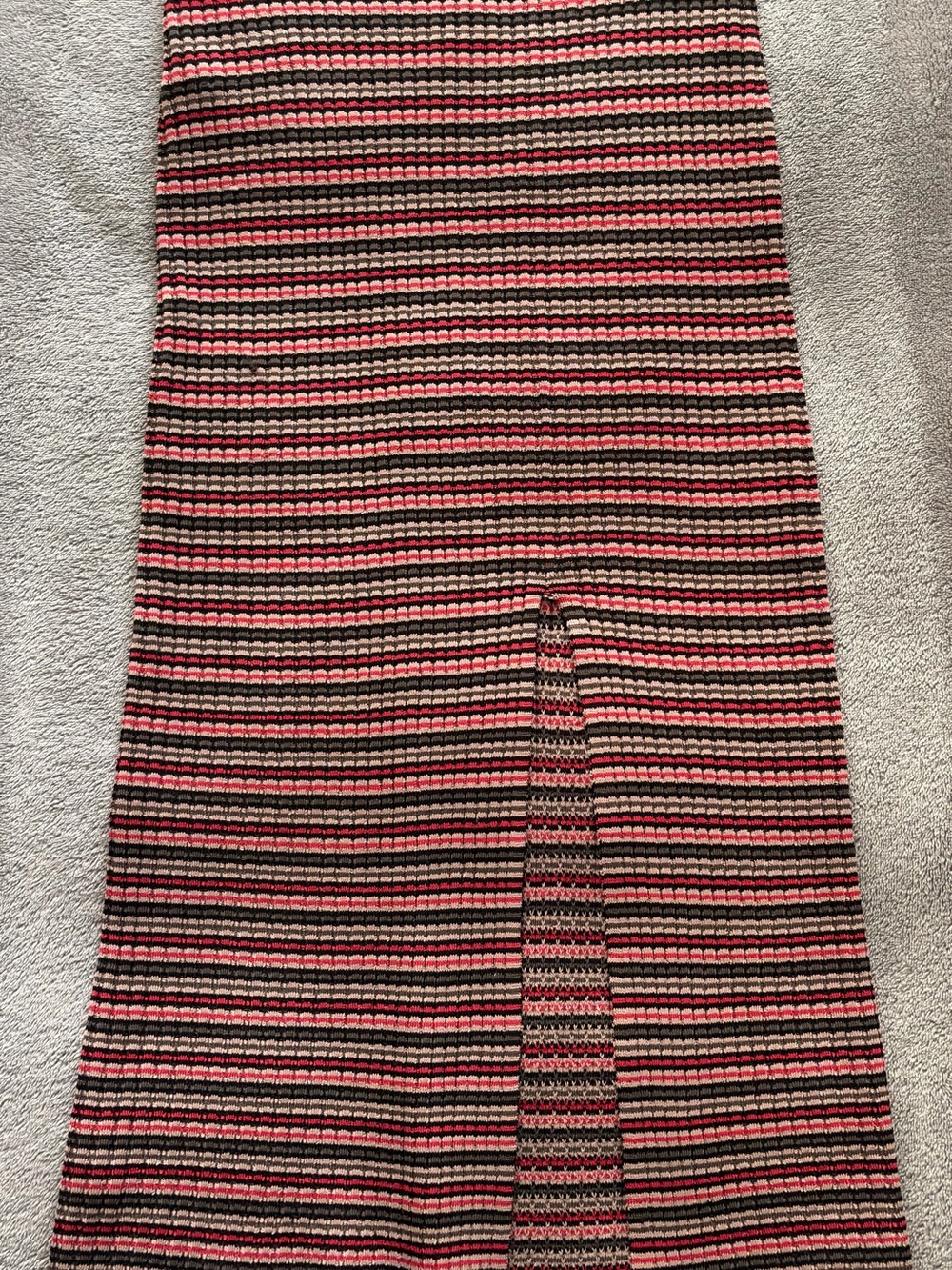 BCBGMaxAzria Striped Knit Midi Skirt with Front Slit